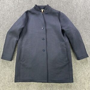 Gimos Melania Stretch Ribbed Jacket Womens 50 Navy Blue Long‎ Coat Italy Made